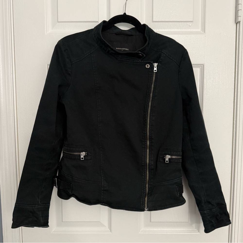 Banana Republic Women’s Moto Black Lightweight Jacket - Picture 2 of 4